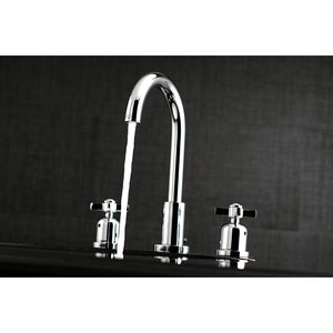 Millennium Two-Handle 3-Hole Deck Mount Widespread Bathroom Faucet with Brass Pop-Up Drain