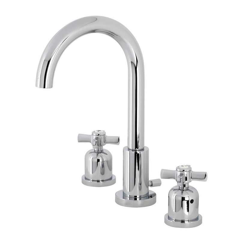 Millennium Two-Handle 3-Hole Deck Mount Widespread Bathroom Faucet with Brass Pop-Up Drain
