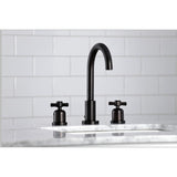 Millennium Two-Handle 3-Hole Deck Mount Widespread Bathroom Faucet with Brass Pop-Up Drain