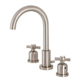 Millennium Two-Handle 3-Hole Deck Mount Widespread Bathroom Faucet with Brass Pop-Up Drain