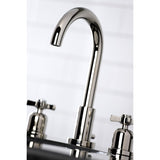 Millennium Two-Handle 3-Hole Deck Mount Widespread Bathroom Faucet with Brass Pop-Up Drain