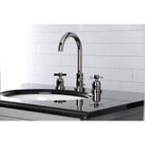 Millennium Two-Handle 3-Hole Deck Mount Widespread Bathroom Faucet with Brass Pop-Up Drain
