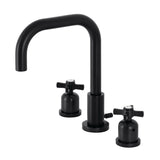 Millennium Two-Handle 3-Hole Deck Mount Widespread Bathroom Faucet with Brass Pop-Up Drain