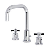 Millennium Two-Handle 3-Hole Deck Mount Widespread Bathroom Faucet with Brass Pop-Up Drain