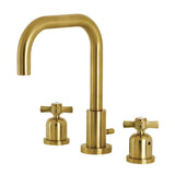 Millennium Two-Handle 3-Hole Deck Mount Widespread Bathroom Faucet with Brass Pop-Up Drain