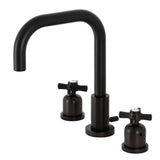 Millennium Two-Handle 3-Hole Deck Mount Widespread Bathroom Faucet with Brass Pop-Up Drain