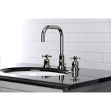 Millennium Two-Handle 3-Hole Deck Mount Widespread Bathroom Faucet with Brass Pop-Up Drain