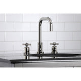 Millennium Two-Handle 3-Hole Deck Mount Widespread Bathroom Faucet with Brass Pop-Up Drain