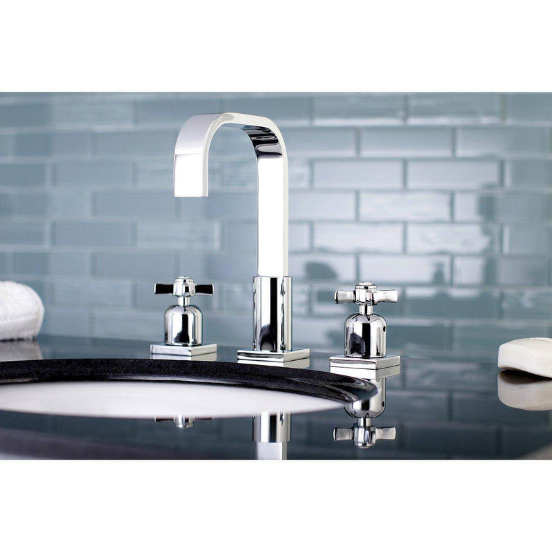 Millennium Two-Handle 3-Hole Deck Mount Widespread Bathroom Faucet with Retail Pop-Up Drain