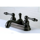 American Classic Two-Handle 3-Hole Deck Mount 4" Centerset Bathroom Faucet with Plastic Pop-Up