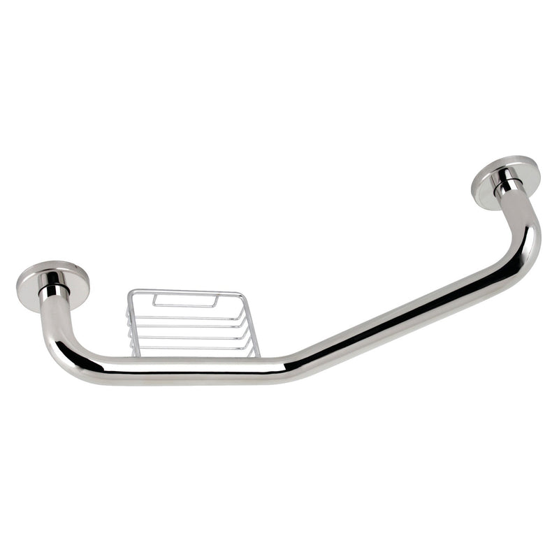 Meridian 10-Inch x 12-Inch Angled Stainless Steel Grab Bar with Soap Holder