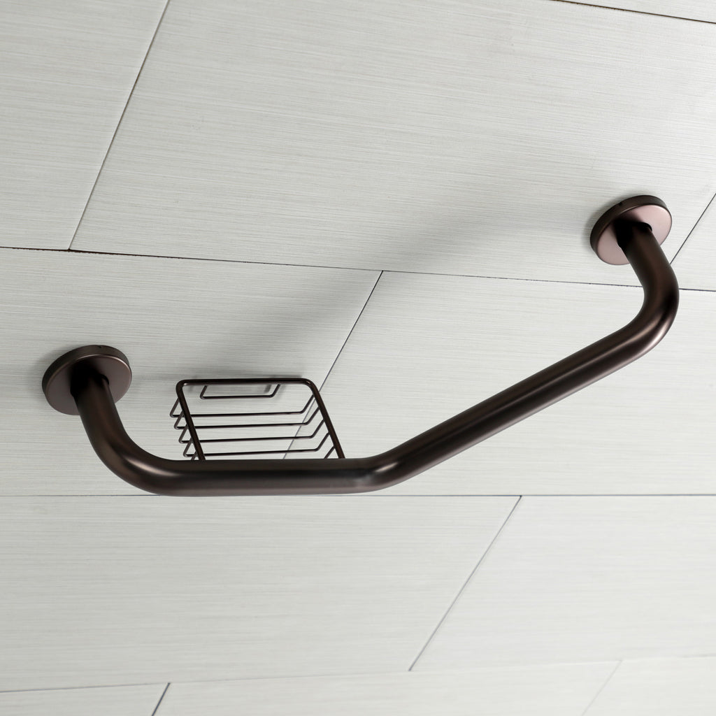Meridian 10-Inch x 12-Inch Angled Grab Bar with Soap Holder