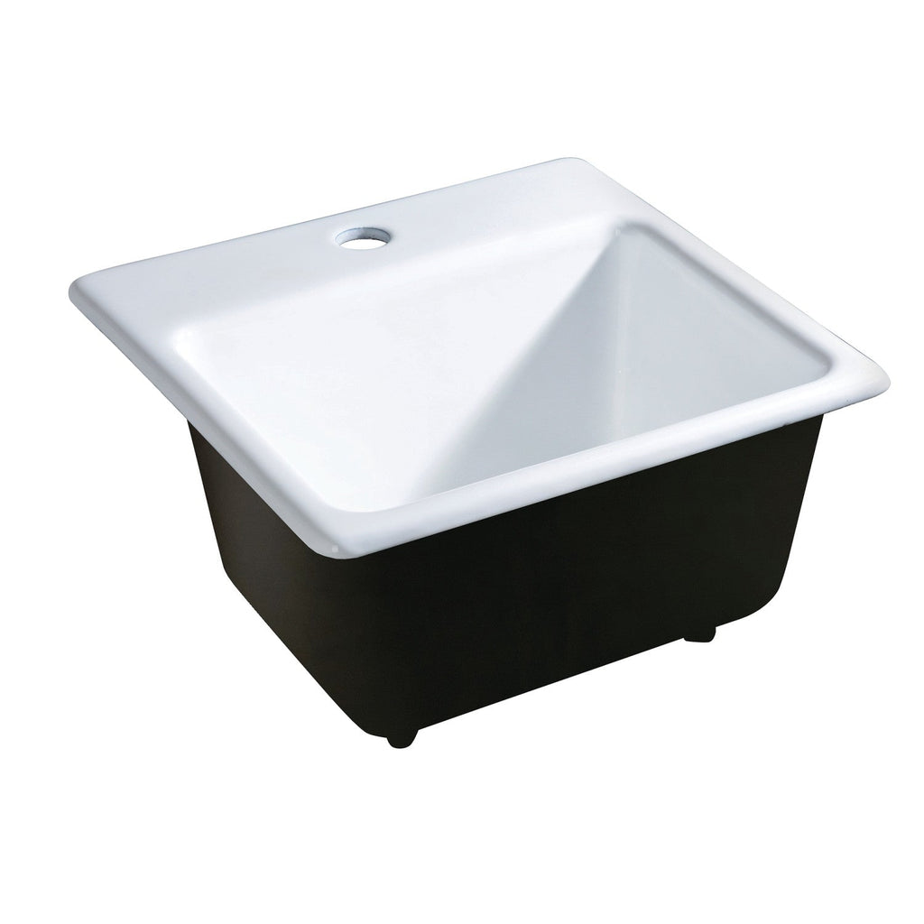 Towne 15-Inch Cast Iron Self-Rimming 1-Hole Single Bowl Drop-In Kitchen Sink