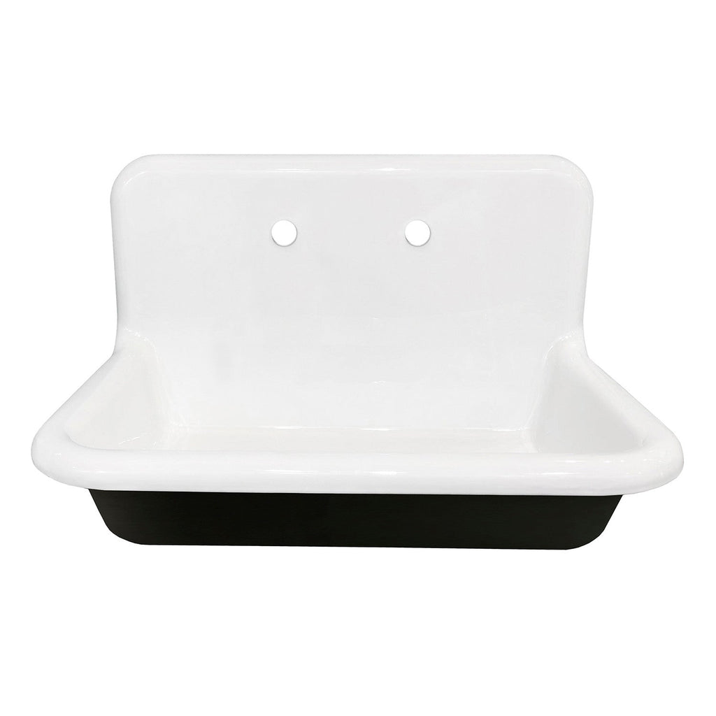 Towne 30-Inch Cast Iron Wall Mount 2-Hole Single Bowl Kitchen Sink