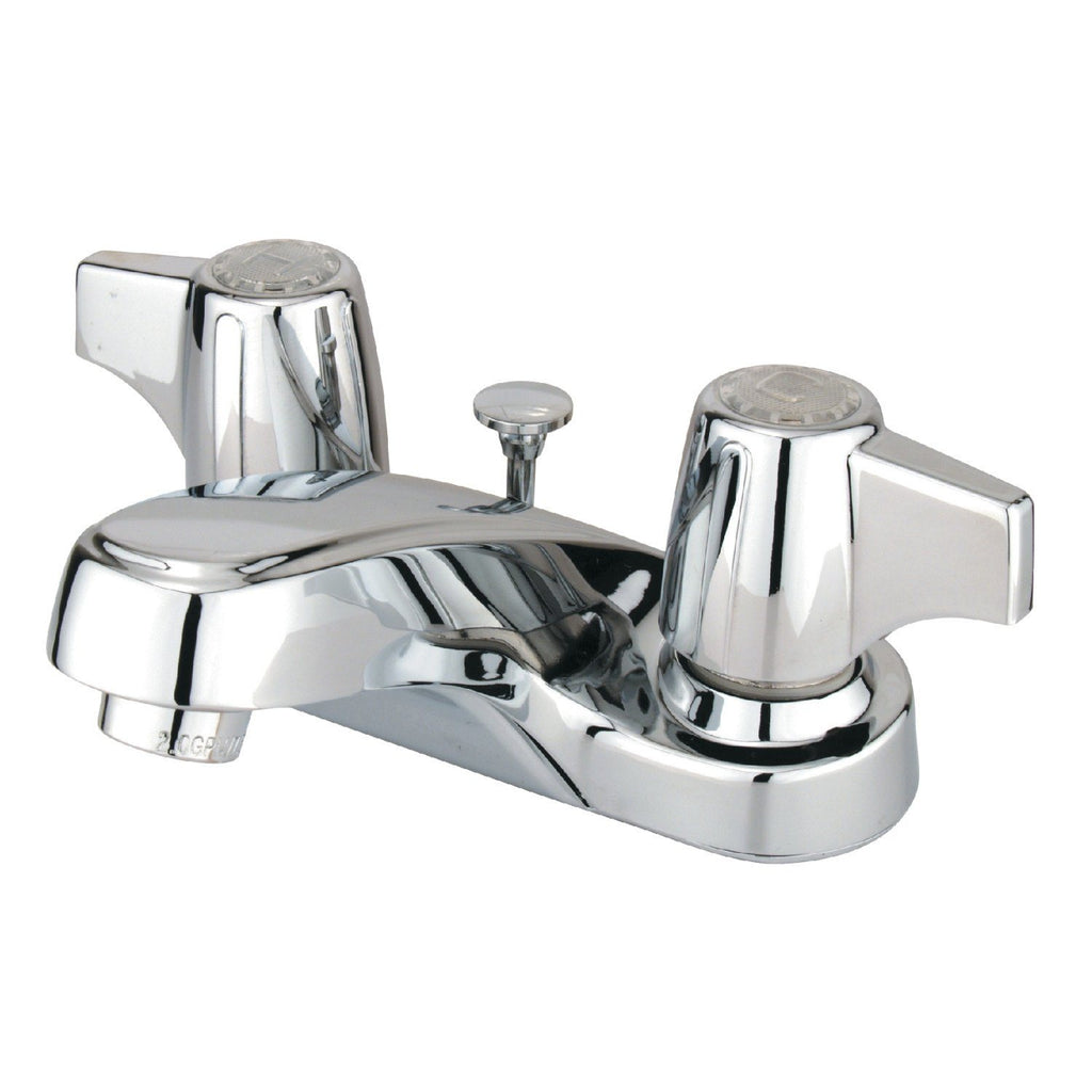 Americana Two-Handle 3-Hole Deck Mount 4" Centerset Bathroom Faucet with Brass Pop-Up