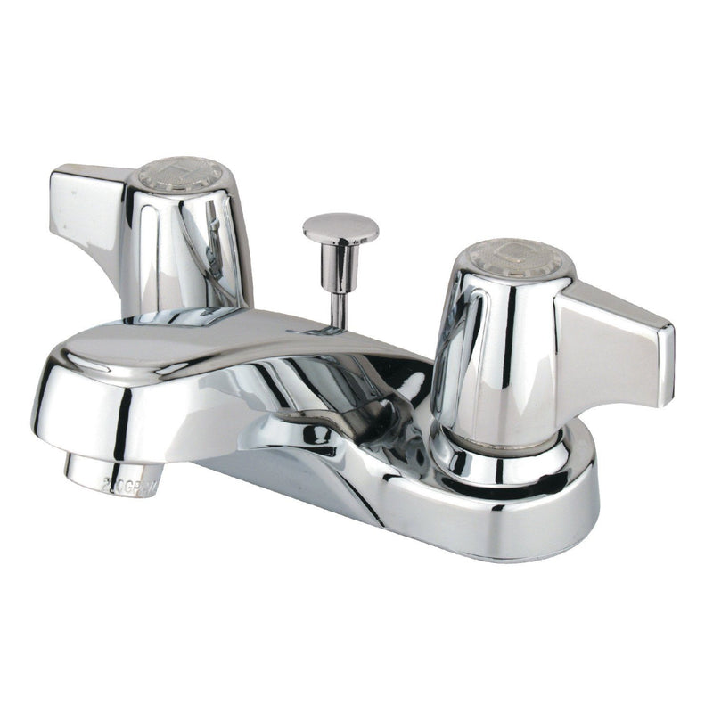 Americana Double-Handle 3-Hole Deck Mount 4-Inch Centerset Bathroom Faucet with ABS Pop-Up Drain