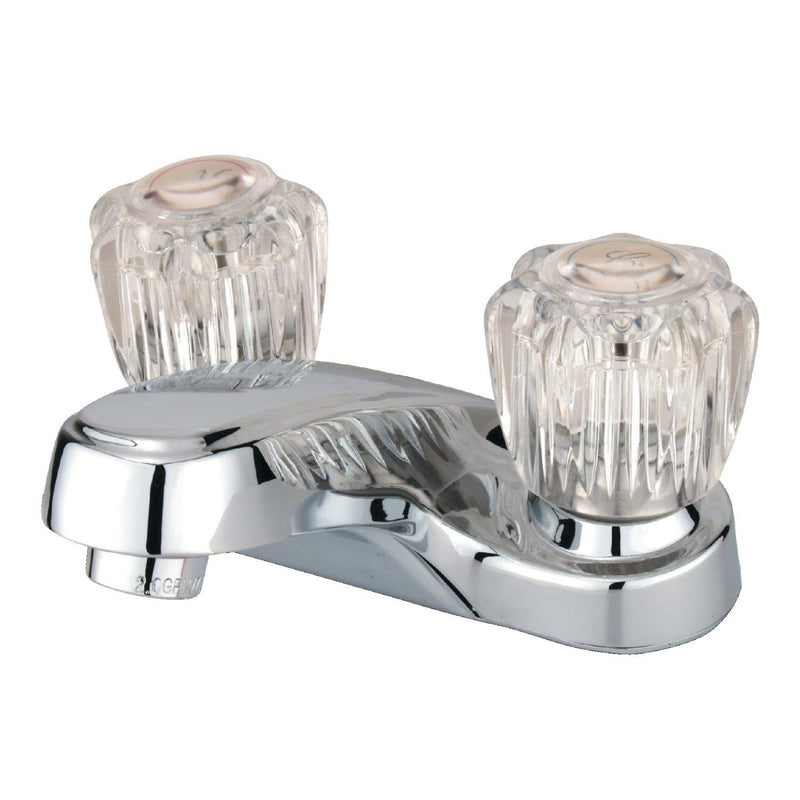 Americana Double-Handle 3-Hole Deck Mount 4-Inch Centerset Bathroom Faucet with ABS Pop-Up Drain