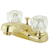 Americana Two-Handle 3-Hole Deck Mount 4" Centerset Bathroom Faucet with Brass Pop-Up