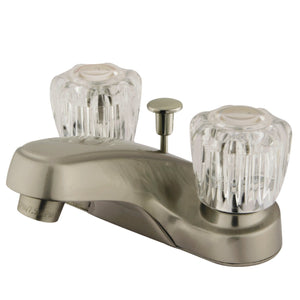Americana Double-Handle 3-Hole Deck Mount 4-Inch Centerset Bathroom Faucet with ABS Pop-Up Drain