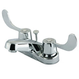 Vista Two-Handle 3-Hole Deck Mount 4" Centerset Bathroom Faucet with Brass Pop-Up