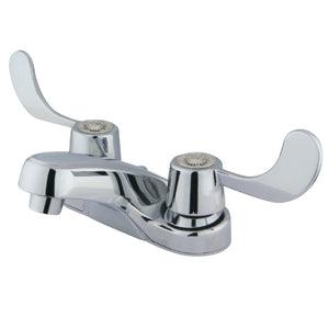 Vista Two-Handle 2-Hole Deck Mount 4" Centerset Bathroom Faucet with Plastic Pop-Up