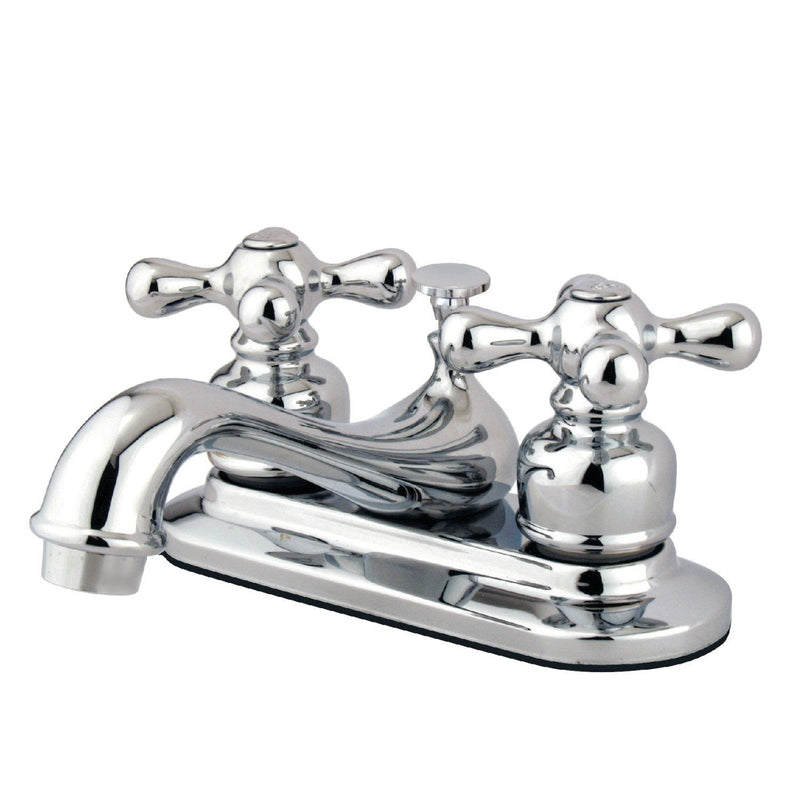Restoration Double-Handle 3-Hole Deck Mount 4-Inch Centerset Bathroom Faucet with Pop-Up Drain