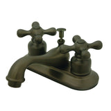 Restoration Double-Handle 3-Hole Deck Mount 4-Inch Centerset Bathroom Faucet with Pop-Up Drain