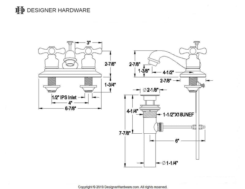 Restoration Double-Handle 3-Hole Deck Mount 4-Inch Centerset Bathroom Faucet with Pop-Up Drain