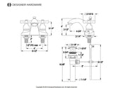 English Country Two-Handle 3-Hole Deck Mount 4" Centerset Bathroom Faucet with Plastic Pop-Up