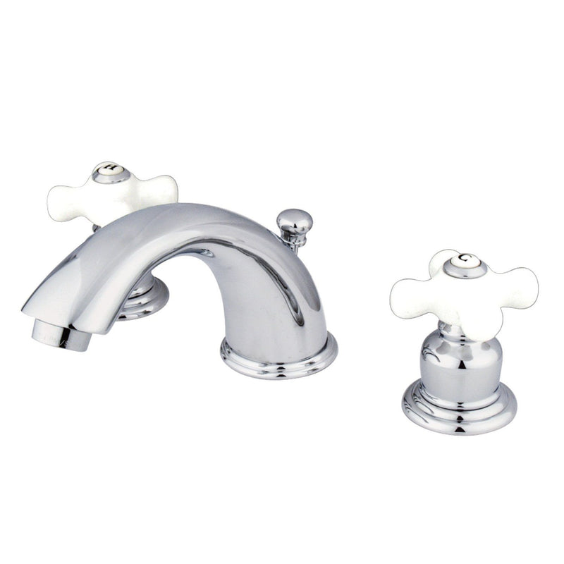English Country Two-Handle 3-Hole Deck Mount Widespread Bathroom Faucet with Pop-Up Drain