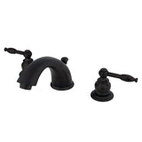 Knight Two-Handle 3-Hole Deck Mount Widespread Bathroom Faucet with Plastic Pop-Up