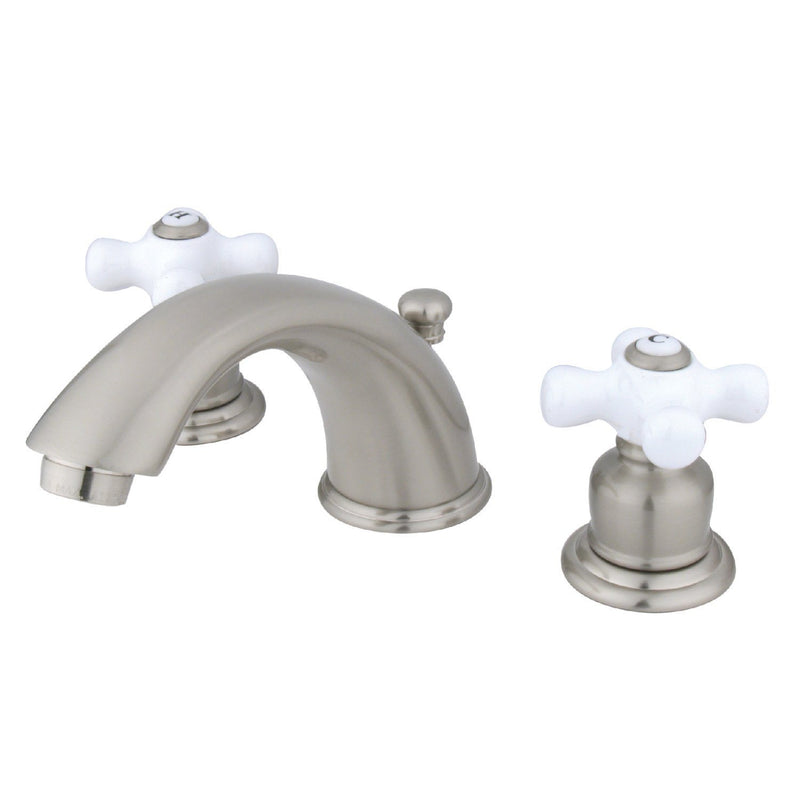 English Country Two-Handle 3-Hole Deck Mount Widespread Bathroom Faucet with Pop-Up Drain