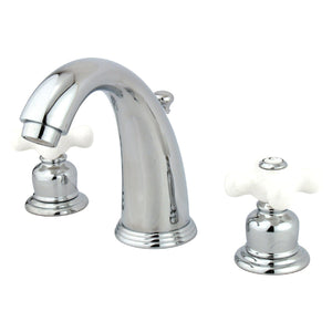 English Country Two-Handle 3-Hole Deck Mount Widespread Bathroom Faucet with Pop-Up Drain