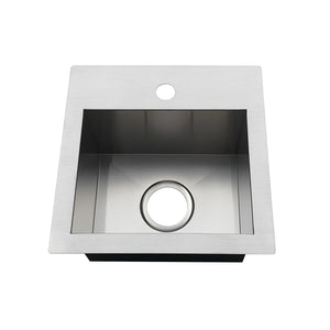 Uptowne 15-Inch Stainless Steel Undermount or Drop-In 1-Hole Single Bowl Dual-Mount Kitchen Sink