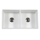 Arcticstone 33-Inch Solid Surface White Stone Apron-Front Double Bowl Farmhouse Kitchen Sink
