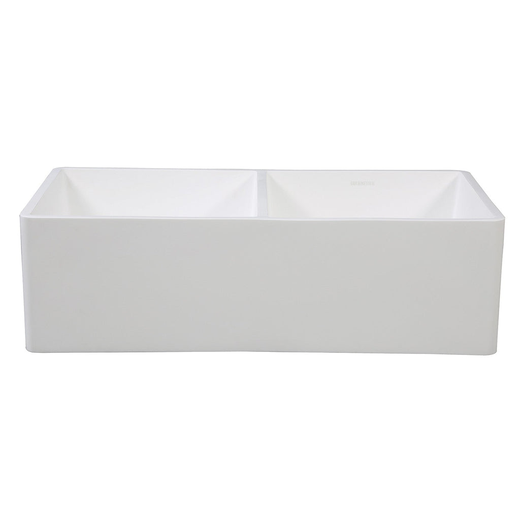 Arcticstone 33-Inch Solid Surface White Stone Apron-Front Double Bowl Farmhouse Kitchen Sink