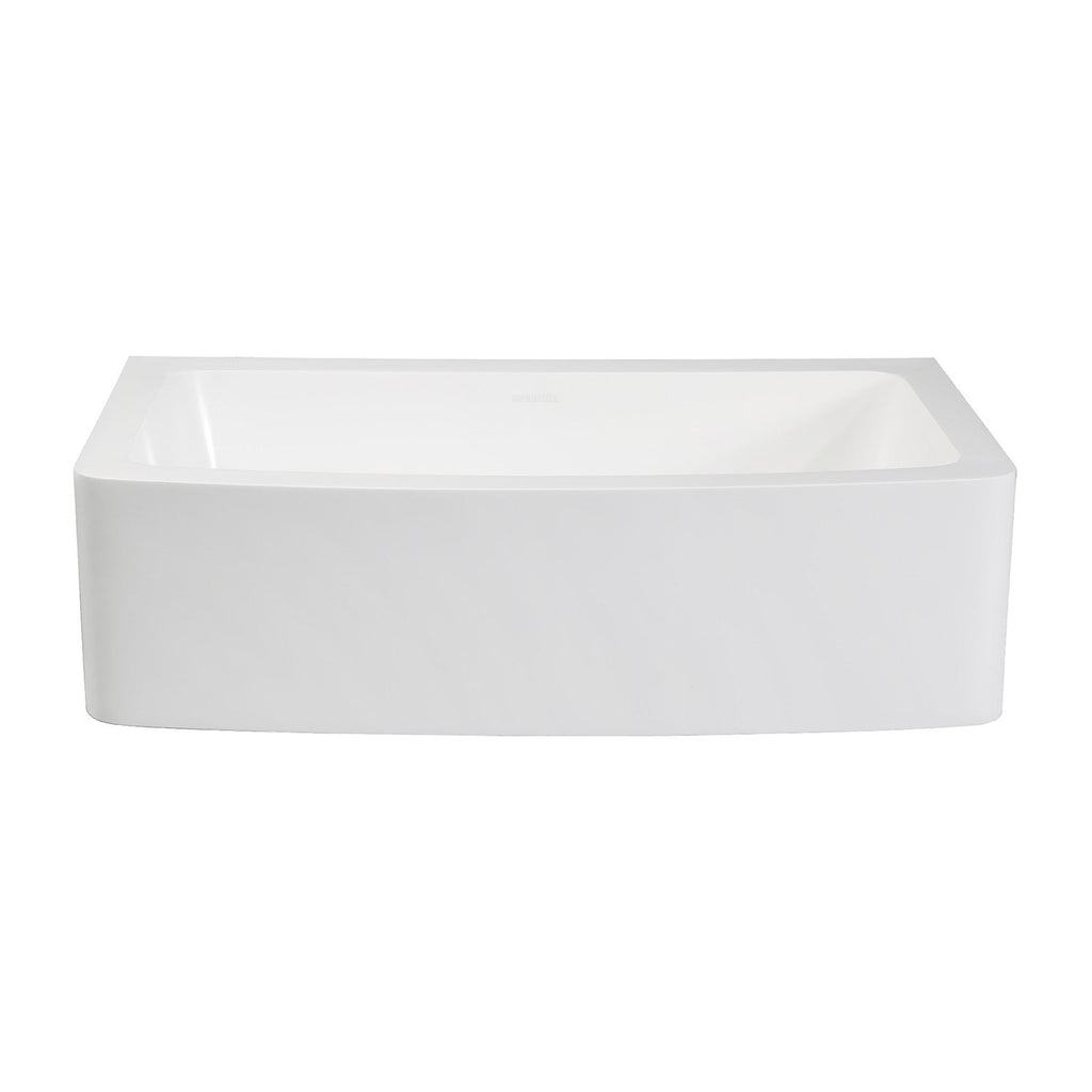 Arcticstone 33-Inch Solid Surface White Stone Apron-Front Single Bowl Farmhouse Kitchen Sink