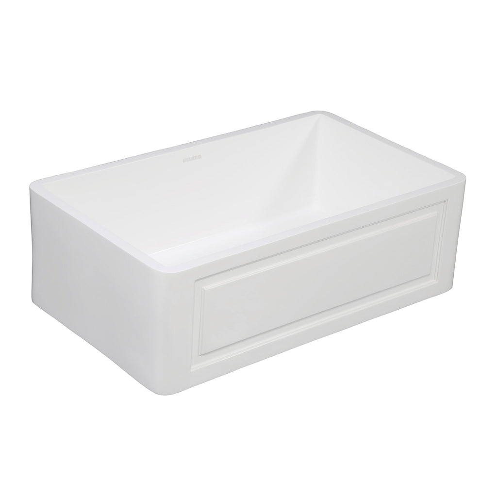 Arcticstone 36-Inch Solid Surface White Stone Apron-Front Single Bowl Farmhouse Kitchen Sink