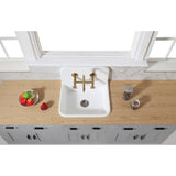 Arcticstone 24-Inch Solid Surface White Stone Apron-Front 2-Hole Single Bowl Top-Mount Kitchen Sink