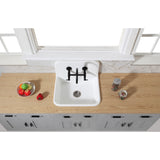 Arcticstone 24-Inch Solid Surface White Stone Apron-Front 2-Hole Single Bowl Top-Mount Kitchen Sink