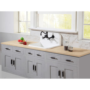 Arcticstone 24-Inch Solid Surface White Stone Apron-Front 2-Hole Single Bowl Top-Mount Kitchen Sink