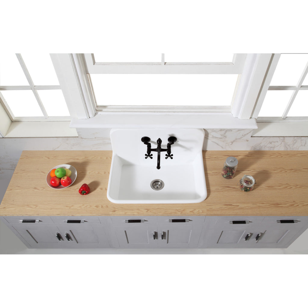Arcticstone 30-Inch Solid Surface White Stone 2-Hole Single Bowl Top-Mount Kitchen Sink