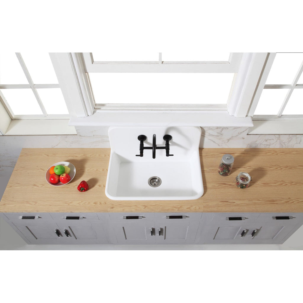 Arcticstone 30-Inch Solid Surface White Stone 2-Hole Single Bowl Top-Mount Kitchen Sink