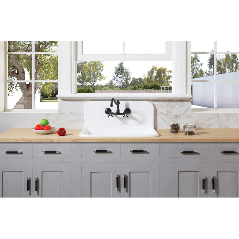 Arcticstone 30-Inch Solid Surface White Stone Single Bowl Top-Mount Kitchen Sink with Backsplash and Strainer