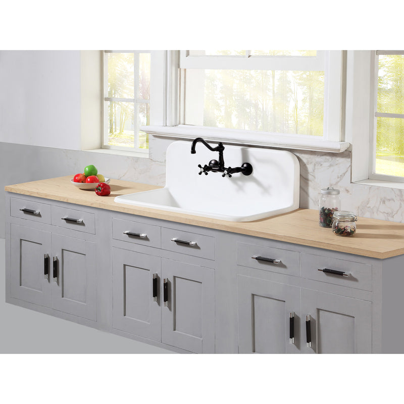 Arcticstone 36-Inch Solid Surface White Stone Single Bowl Top-Mount Kitchen Sink with Backsplash and Strainer