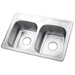 Studio 33-Inch Stainless Steel Self-Rimming 1-Hole Double Bowl Drop-In Kitchen Sink