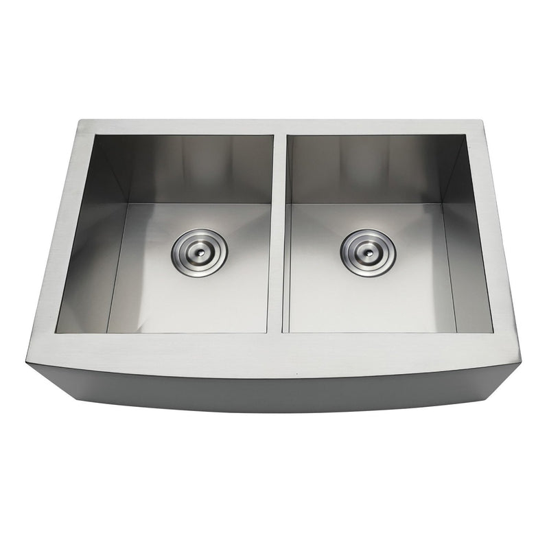 Uptowne 30-Inch Stainless Steel Apron-Front Double Bowl Farmhouse Kitchen Sink with Strainers x 2