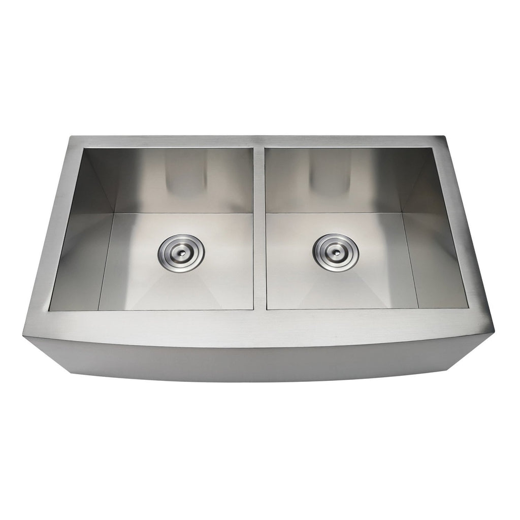 Uptowne 33-Inch Stainless Steel Apron-Front Double Bowl Farmhouse Kitchen Sink