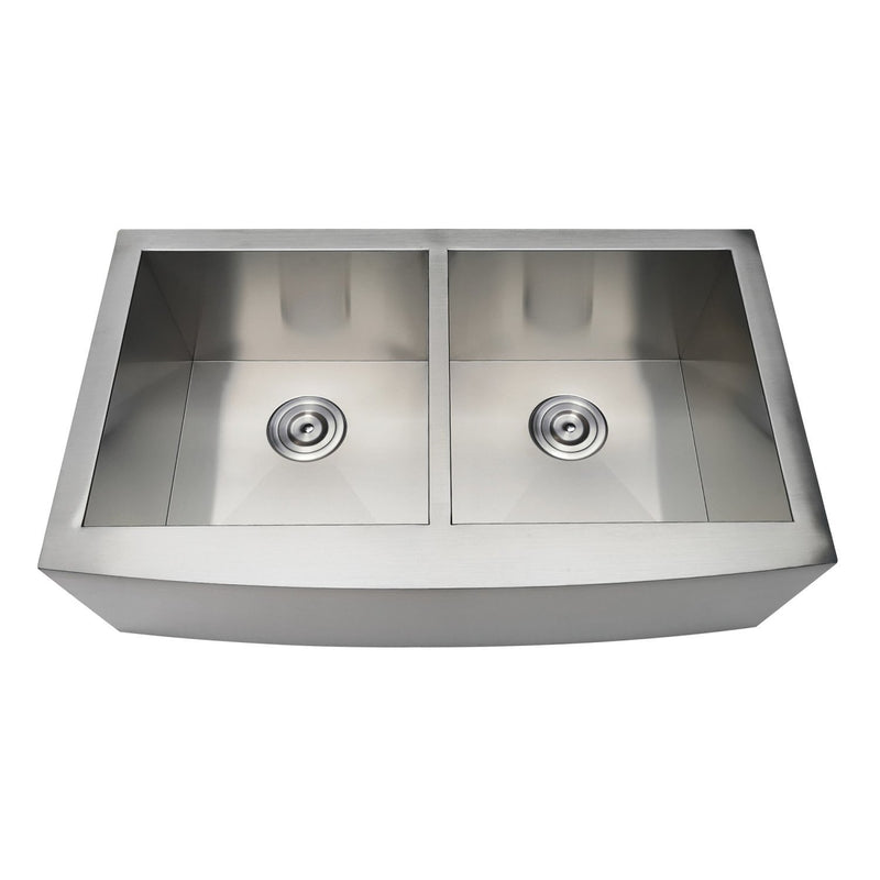 Uptowne 33-Inch Stainless Steel Apron-Front Double Bowl Farmhouse Kitchen Sink with Strainers x 2