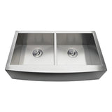 Uptowne 36-Inch Stainless Steel Apron-Front Double Bowl Farmhouse Kitchen Sink